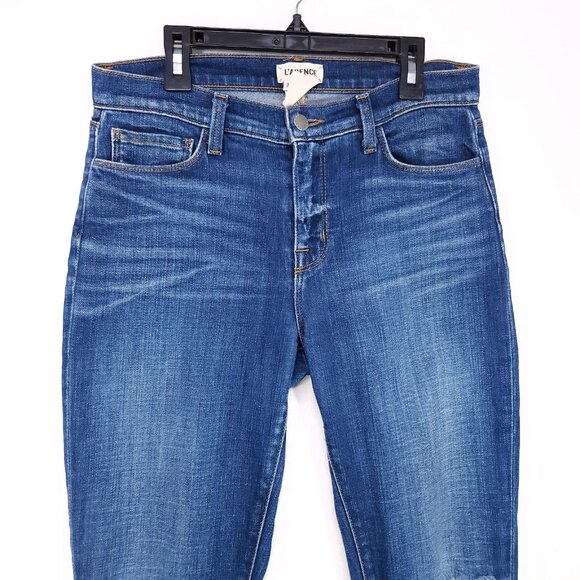L'Agence Distress Jean Size 26 Womens Cropped Cuff Skinny Leg Mid-Rise USA Msde - Picture 3 of 13